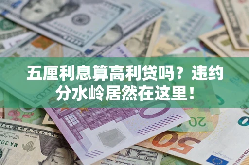 武汉五厘利息算高利贷吗？违约分水岭居然在这里！